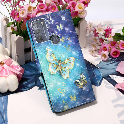 3D Pattern Printing Leather Protection Case Wallet Stand Phone Cover for Motorola Moto G50