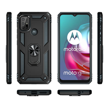 Anti-drop PC + TPU Combo Hybrid Phone Shell with Ring Kickstand for Motorola Moto G10/G30/G20