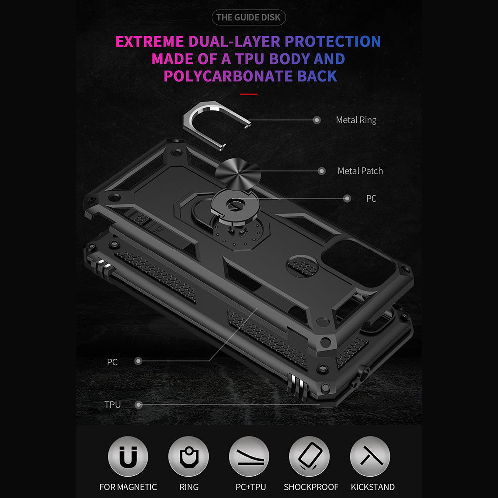 Anti-drop PC + TPU Combo Hybrid Phone Shell with Ring Kickstand for Motorola Moto G10/G30/G20