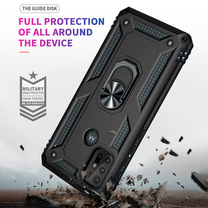 Anti-drop PC + TPU Combo Hybrid Phone Shell with Ring Kickstand for Motorola Moto G10/G30/G20