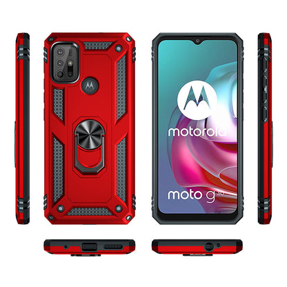 Anti-drop PC + TPU Combo Hybrid Phone Shell with Ring Kickstand for Motorola Moto G10/G30/G20