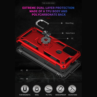 Anti-drop PC + TPU Combo Hybrid Phone Shell with Ring Kickstand for Motorola Moto G10/G30/G20