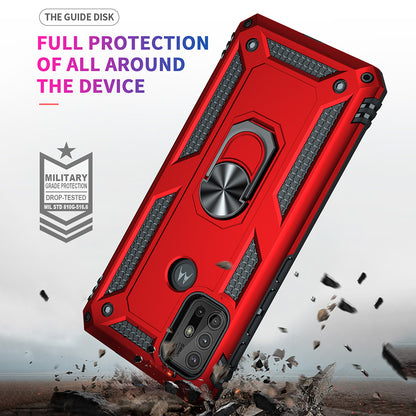 Anti-drop PC + TPU Combo Hybrid Phone Shell with Ring Kickstand for Motorola Moto G10/G30/G20