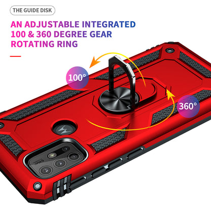 Anti-drop PC + TPU Combo Hybrid Phone Shell with Ring Kickstand for Motorola Moto G10/G30/G20