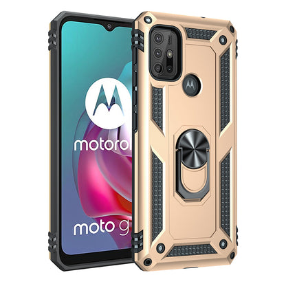 Anti-drop PC + TPU Combo Hybrid Phone Shell with Ring Kickstand for Motorola Moto G10/G30/G20