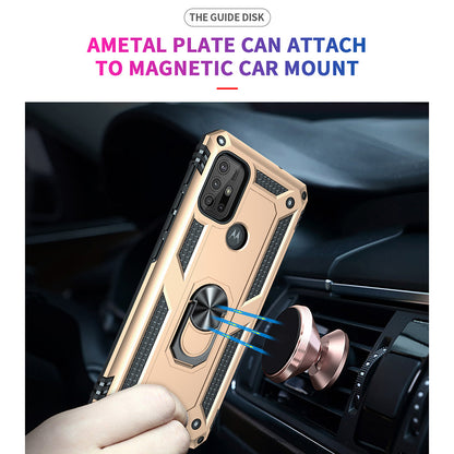 Anti-drop PC + TPU Combo Hybrid Phone Shell with Ring Kickstand for Motorola Moto G10/G30/G20