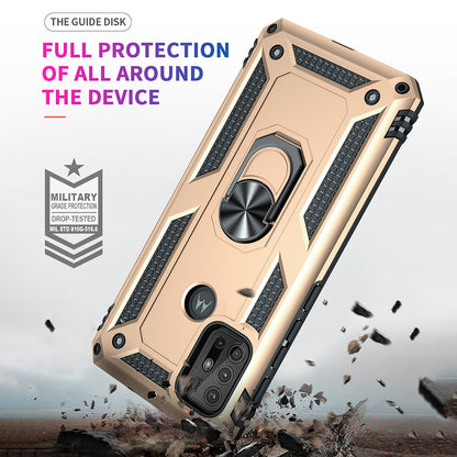 Anti-drop PC + TPU Combo Hybrid Phone Shell with Ring Kickstand for Motorola Moto G10/G30/G20