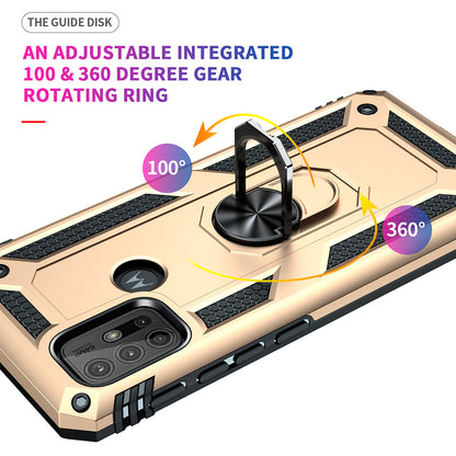 Anti-drop PC + TPU Combo Hybrid Phone Shell with Ring Kickstand for Motorola Moto G10/G30/G20