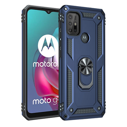 Anti-drop PC + TPU Combo Hybrid Phone Shell with Ring Kickstand for Motorola Moto G10/G30/G20