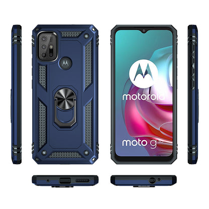 Anti-drop PC + TPU Combo Hybrid Phone Shell with Ring Kickstand for Motorola Moto G10/G30/G20