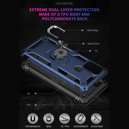 Anti-drop PC + TPU Combo Hybrid Phone Shell with Ring Kickstand for Motorola Moto G10/G30/G20