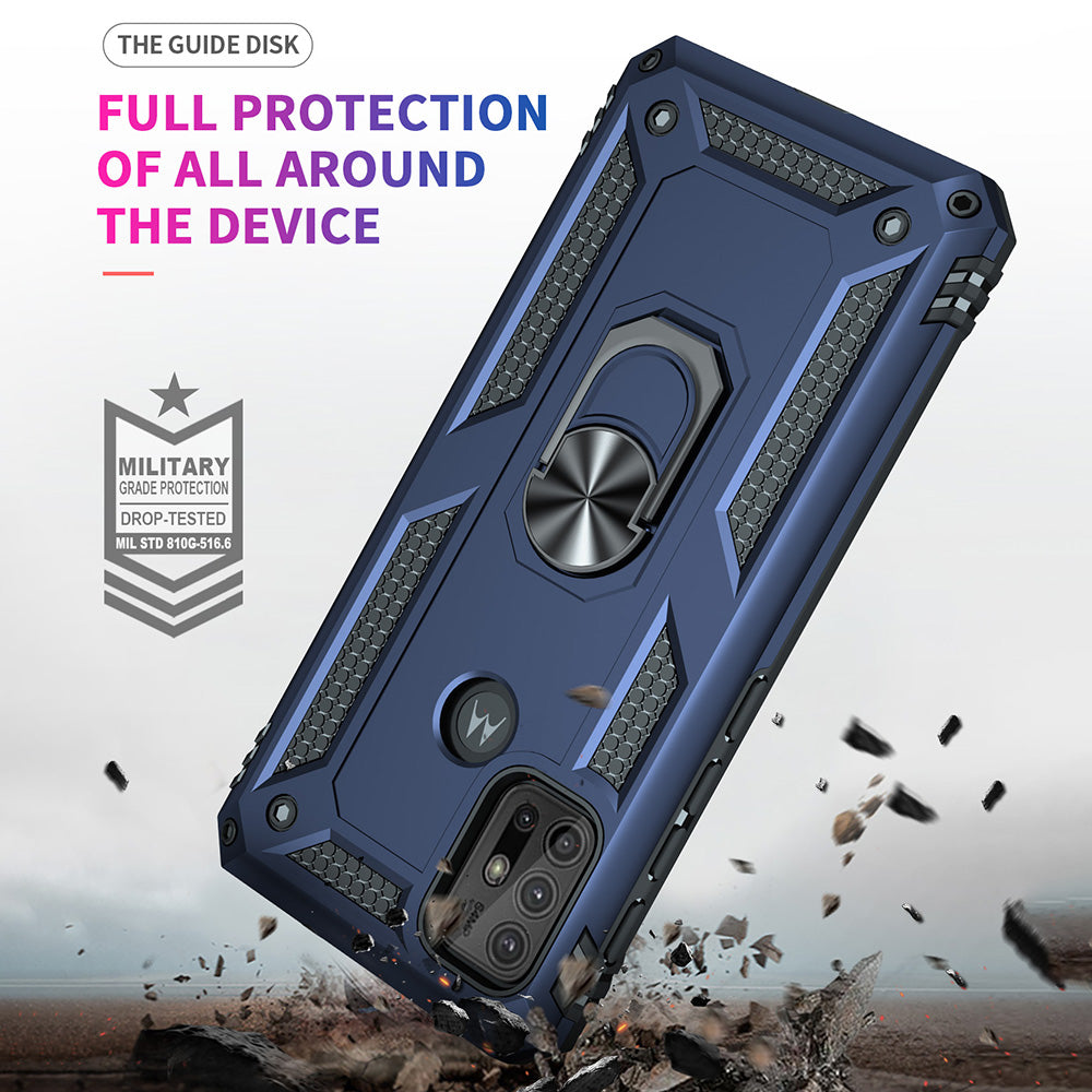 Anti-drop PC + TPU Combo Hybrid Phone Shell with Ring Kickstand for Motorola Moto G10/G30/G20