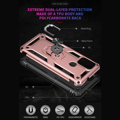 Anti-drop PC + TPU Combo Hybrid Phone Shell with Ring Kickstand for Motorola Moto G10/G30/G20