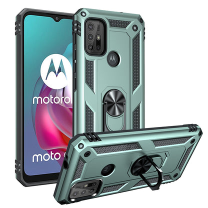 Anti-drop PC + TPU Combo Hybrid Phone Shell with Ring Kickstand for Motorola Moto G10/G30/G20