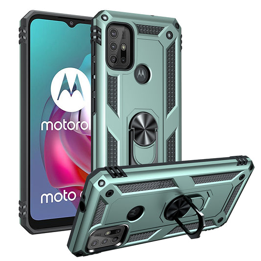 Anti-drop PC + TPU Combo Hybrid Phone Shell with Ring Kickstand for Motorola Moto G10/G30/G20