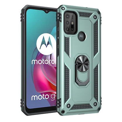 Anti-drop PC + TPU Combo Hybrid Phone Shell with Ring Kickstand for Motorola Moto G10/G30/G20