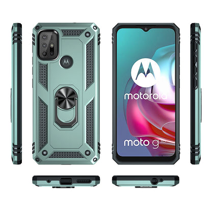 Anti-drop PC + TPU Combo Hybrid Phone Shell with Ring Kickstand for Motorola Moto G10/G30/G20