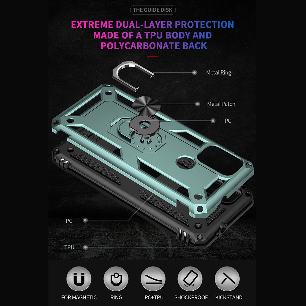 Anti-drop PC + TPU Combo Hybrid Phone Shell with Ring Kickstand for Motorola Moto G10/G30/G20