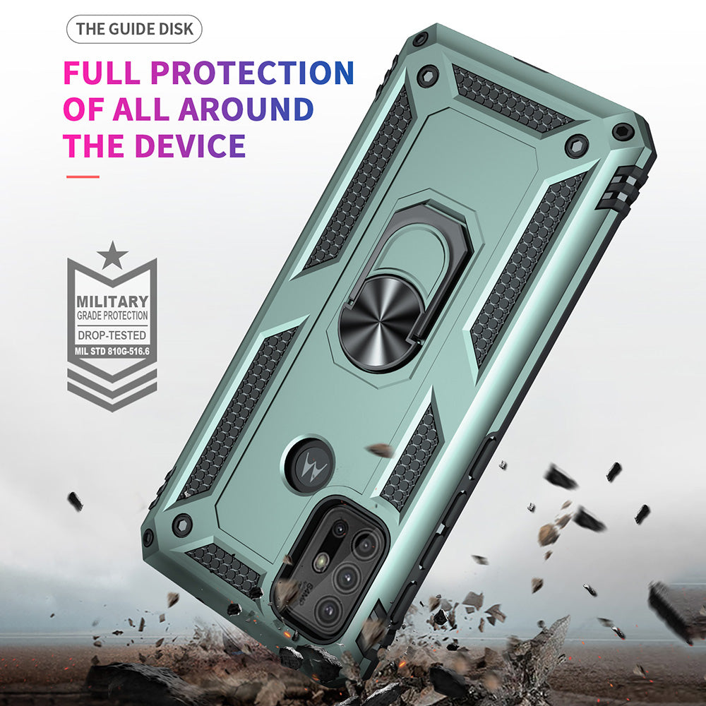 Anti-drop PC + TPU Combo Hybrid Phone Shell with Ring Kickstand for Motorola Moto G10/G30/G20