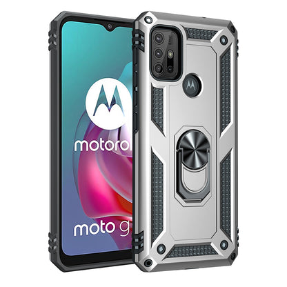 Anti-drop PC + TPU Combo Hybrid Phone Shell with Ring Kickstand for Motorola Moto G10/G30/G20