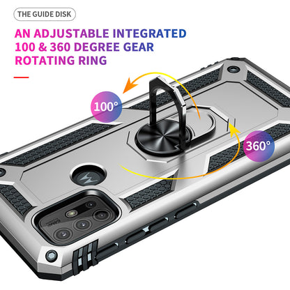 Anti-drop PC + TPU Combo Hybrid Phone Shell with Ring Kickstand for Motorola Moto G10/G30/G20