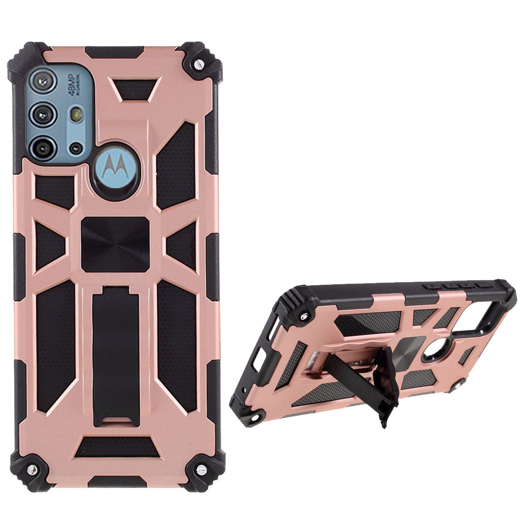 Shockproof Armor PC+TPU Phone Case with Magnetic Metal Sheet and Kickstand for Motorola Moto G10/G30/G20