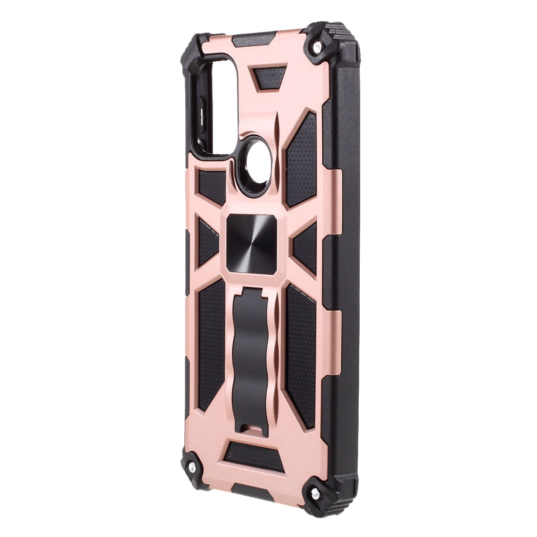 Shockproof Armor PC+TPU Phone Case with Magnetic Metal Sheet and Kickstand for Motorola Moto G10/G30/G20