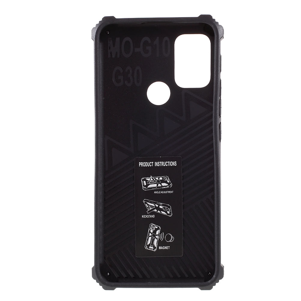 Shockproof Armor PC+TPU Phone Case with Magnetic Metal Sheet and Kickstand for Motorola Moto G10/G30/G20