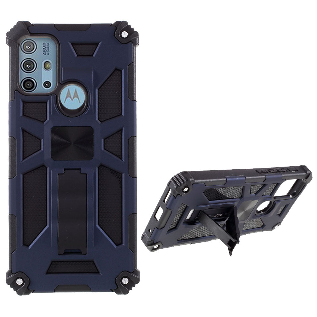 Shockproof Armor PC+TPU Phone Case with Magnetic Metal Sheet and Kickstand for Motorola Moto G10/G30/G20