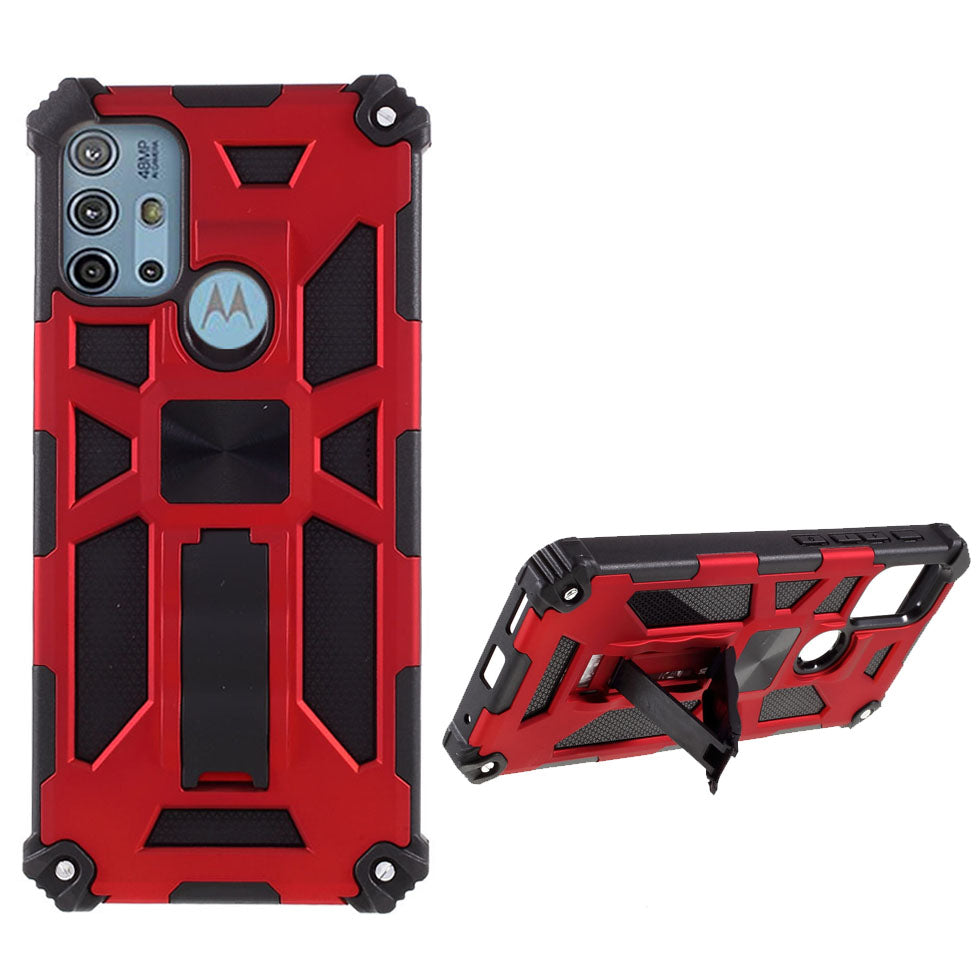 Shockproof Armor PC+TPU Phone Case with Magnetic Metal Sheet and Kickstand for Motorola Moto G10/G30/G20