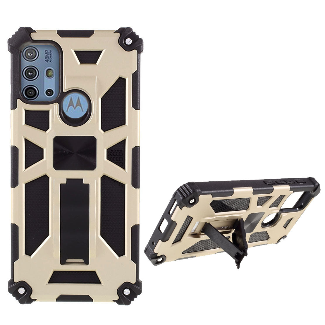 Shockproof Armor PC+TPU Phone Case with Magnetic Metal Sheet and Kickstand for Motorola Moto G10/G30/G20