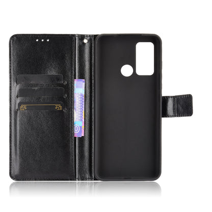 For Motorola Moto G60/G40 Fusion Crazy Horse Skin Leather Wallet Shell with Stand and Strap