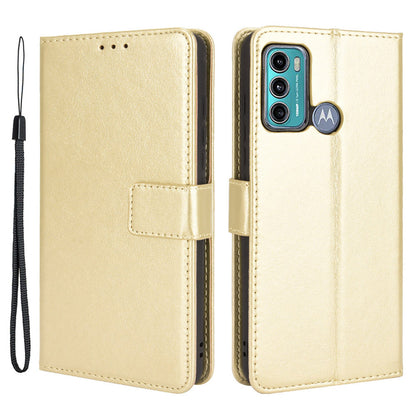 For Motorola Moto G60/G40 Fusion Crazy Horse Skin Leather Wallet Shell with Stand and Strap