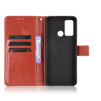 For Motorola Moto G60/G40 Fusion Crazy Horse Skin Leather Wallet Shell with Stand and Strap