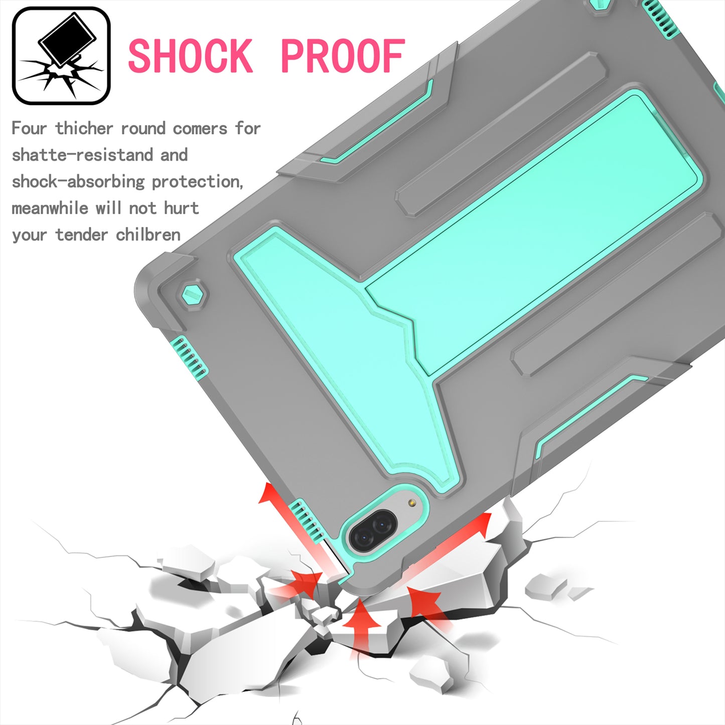 Foldable T-shaped Kickstand PC Silicone Shock-Proof Cover Protector for Lenovo Tab P11 Pro