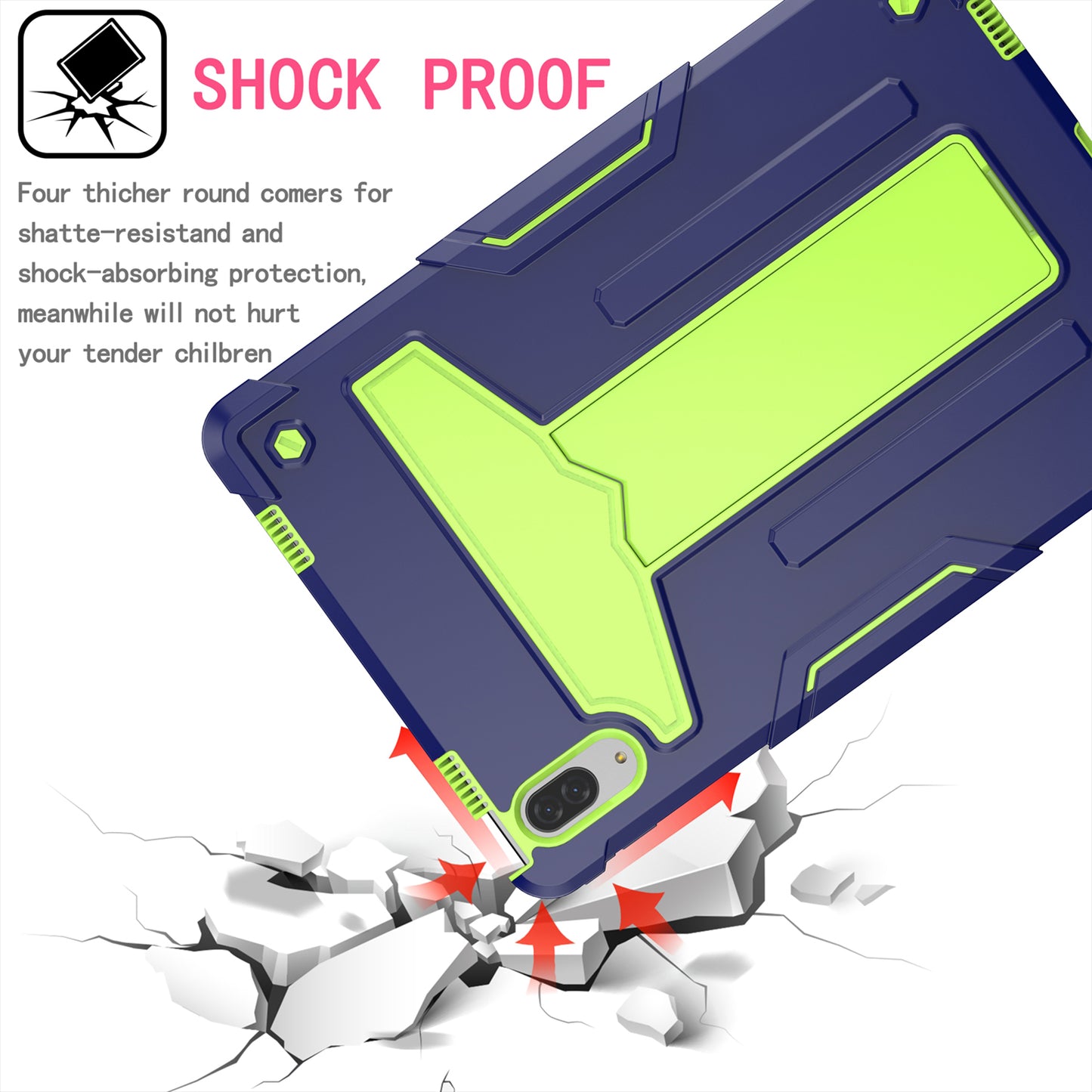 Foldable T-shaped Kickstand PC Silicone Shock-Proof Cover Protector for Lenovo Tab P11 Pro