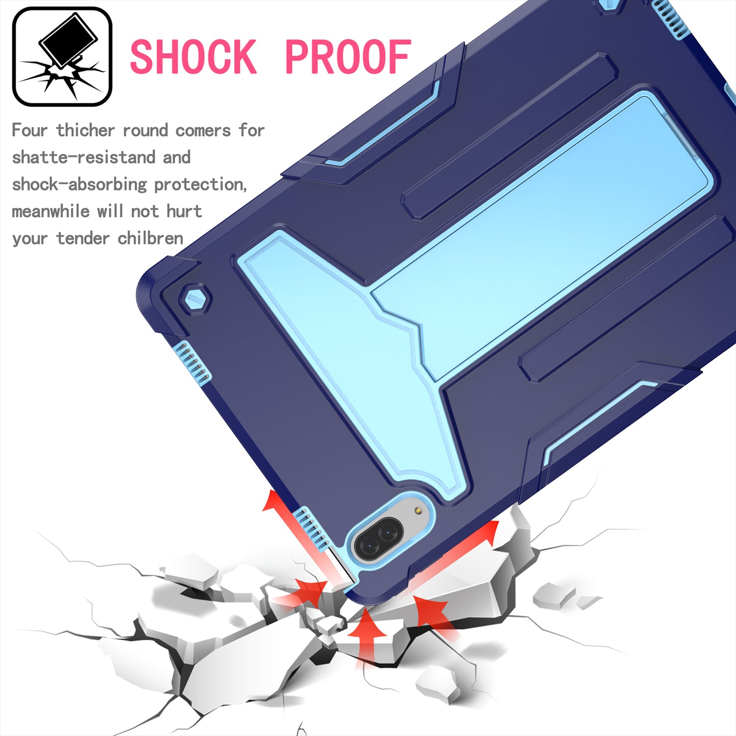 Foldable T-shaped Kickstand PC Silicone Shock-Proof Cover Protector for Lenovo Tab P11 Pro