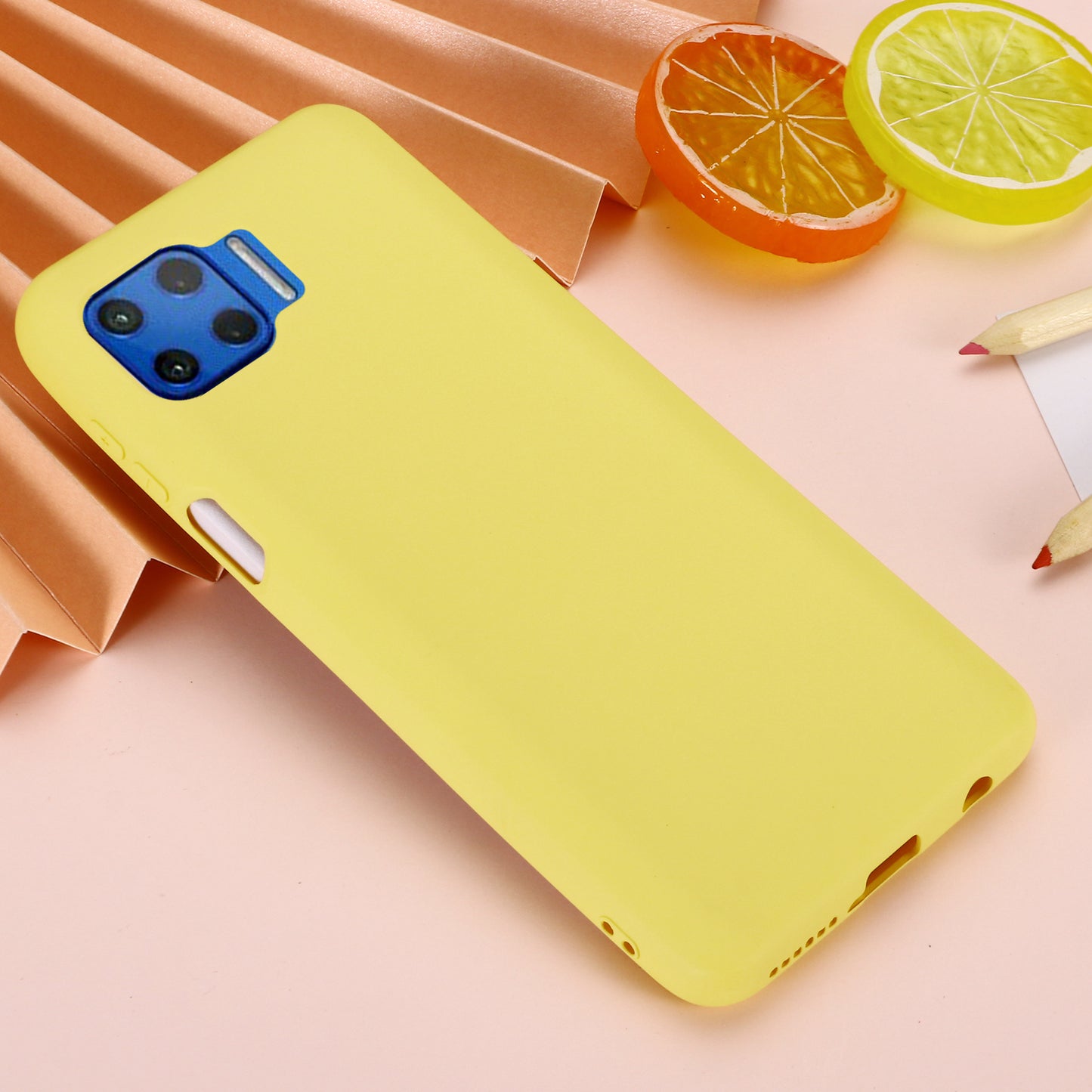 Solid Color Liquid Silicone Phone Protective Shell with Strap for Motorola Moto G 5G Plus