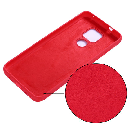 Solid Color Liquid Silicone Soft Phone Case Protective Shell with Strap for Motorola Moto G Play (2021)