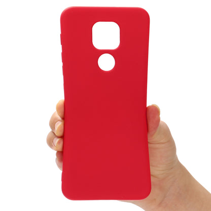 Solid Color Liquid Silicone Soft Phone Case Protective Shell with Strap for Motorola Moto G Play (2021)