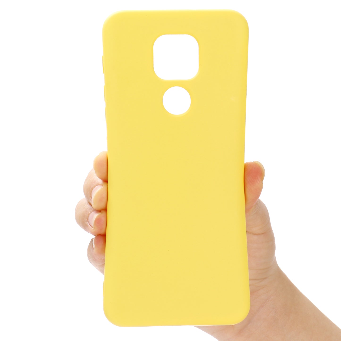 Solid Color Liquid Silicone Soft Phone Case Protective Shell with Strap for Motorola Moto G Play (2021)