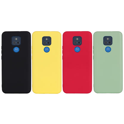 Solid Color Liquid Silicone Soft Phone Case Protective Shell with Strap for Motorola Moto G Play (2021)