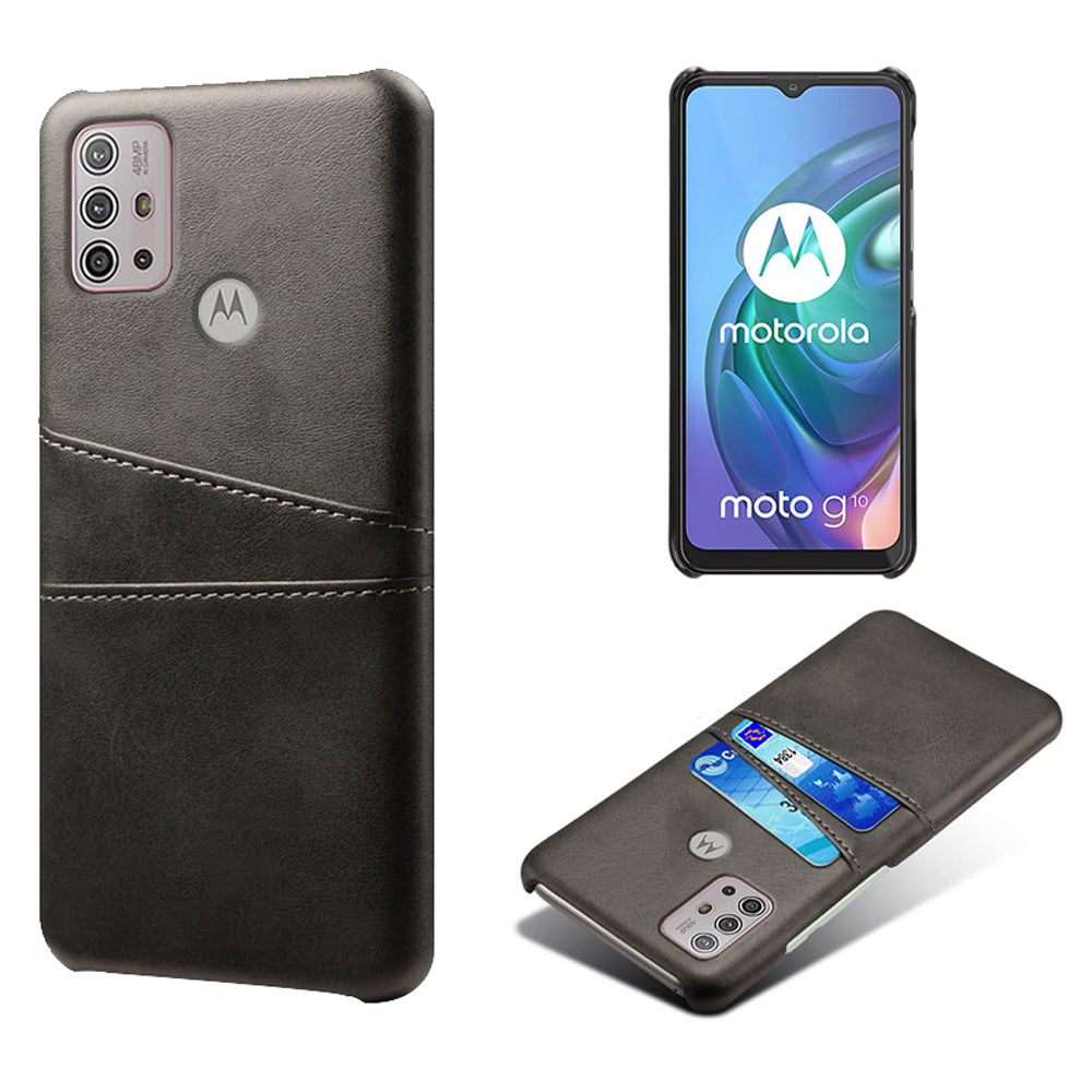 KSQ PU Leather Coated PC Mobile Phone Cover Protector with Card Slots for Motorola Moto G10/G30/G20