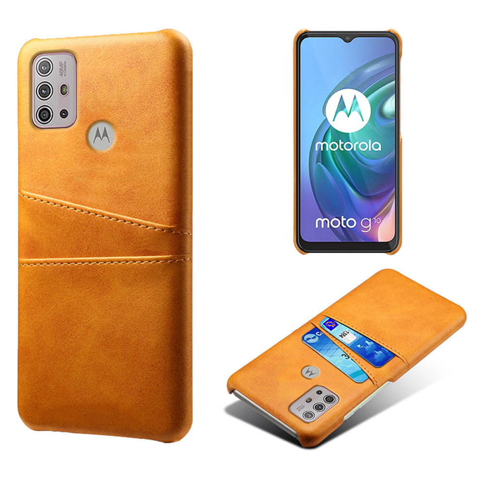 KSQ PU Leather Coated PC Mobile Phone Cover Protector with Card Slots for Motorola Moto G10/G30/G20