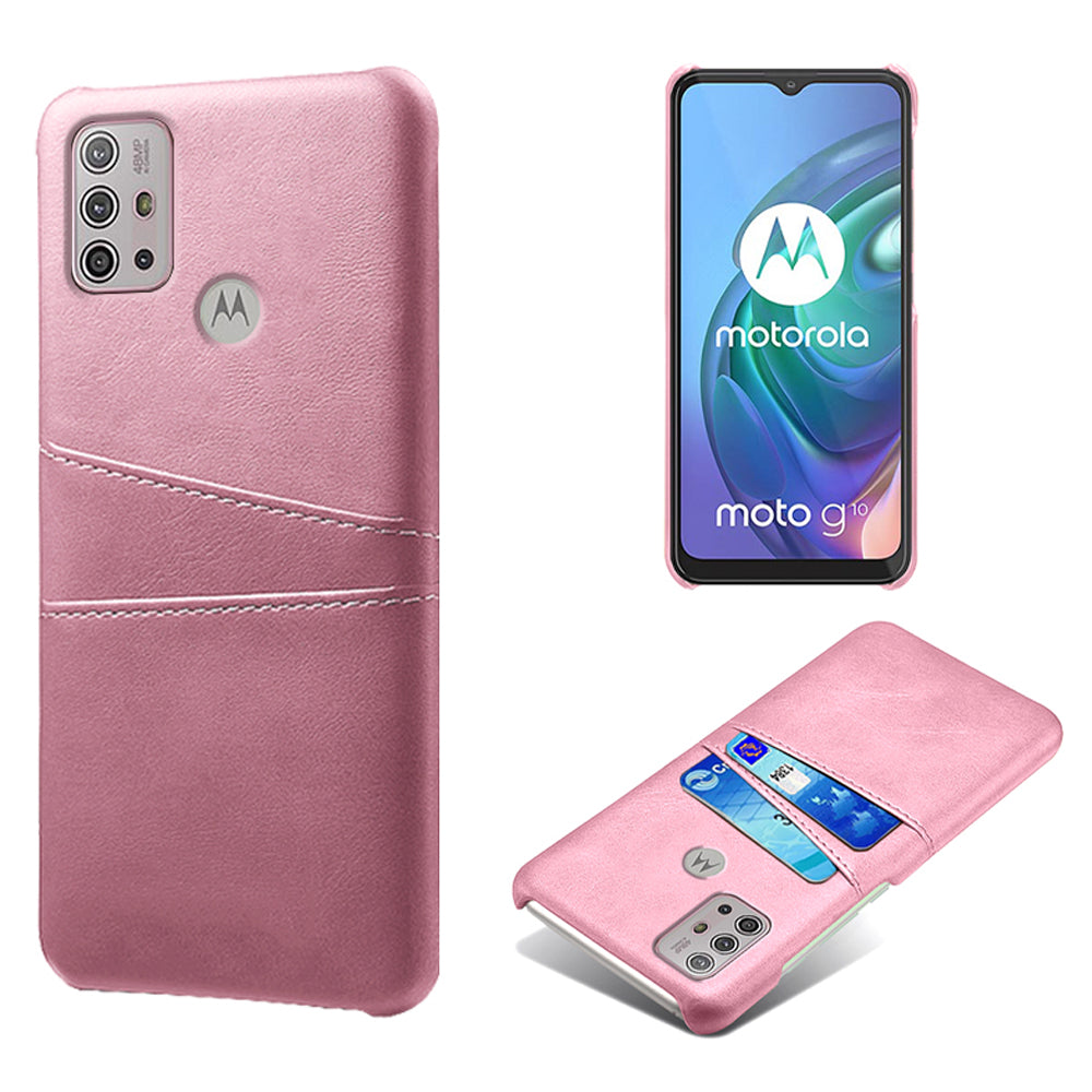 KSQ PU Leather Coated PC Mobile Phone Cover Protector with Card Slots for Motorola Moto G10/G30/G20