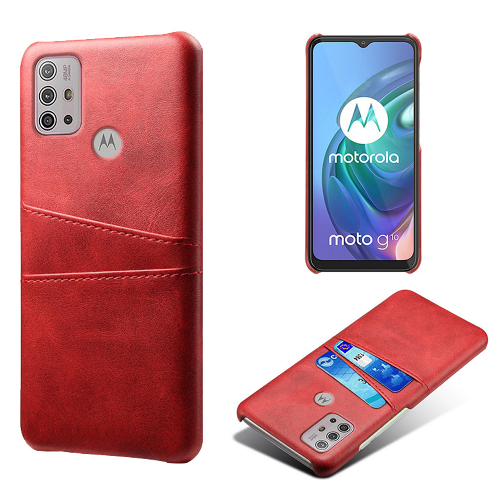 KSQ PU Leather Coated PC Mobile Phone Cover Protector with Card Slots for Motorola Moto G10/G30/G20