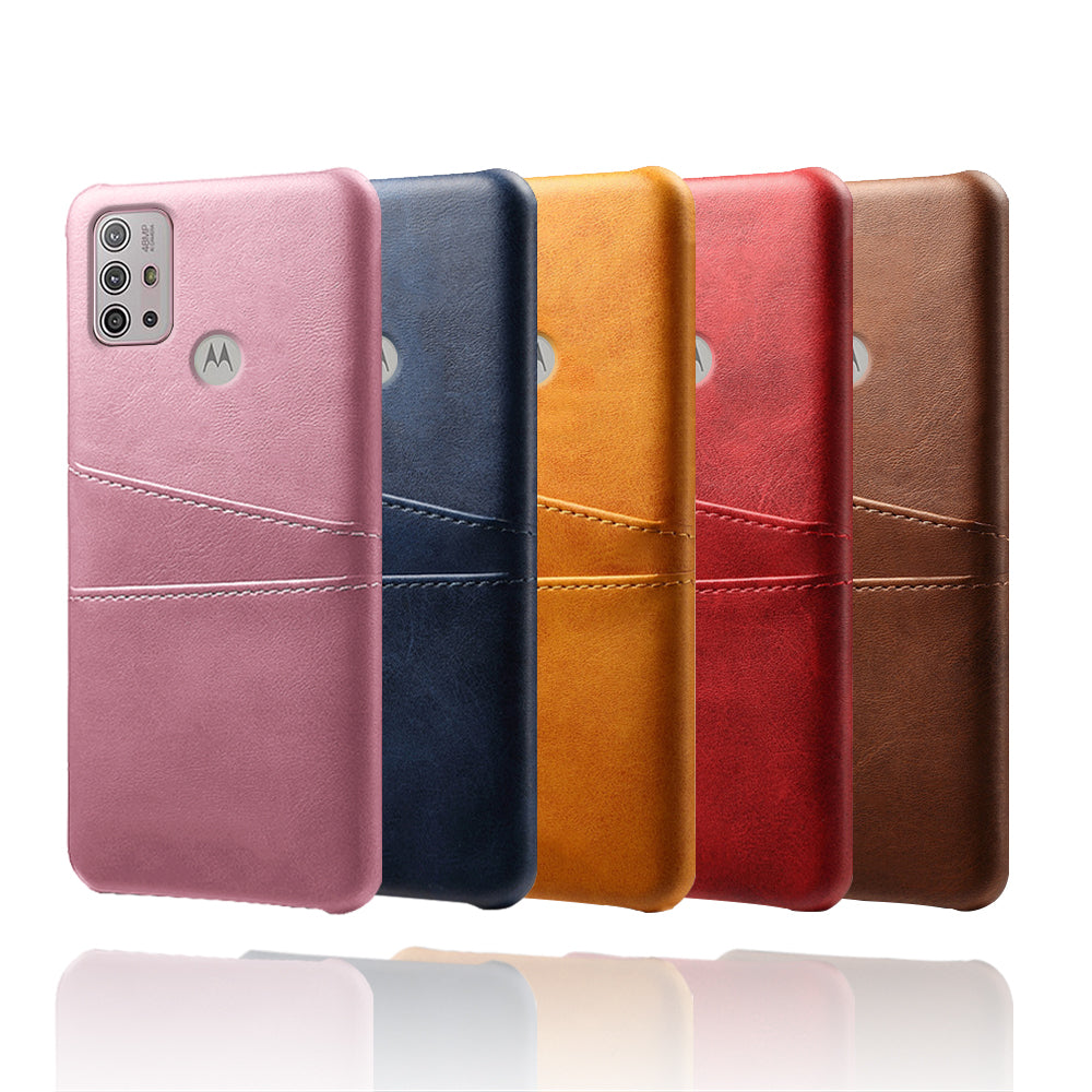 KSQ PU Leather Coated PC Mobile Phone Cover Protector with Card Slots for Motorola Moto G10/G30/G20