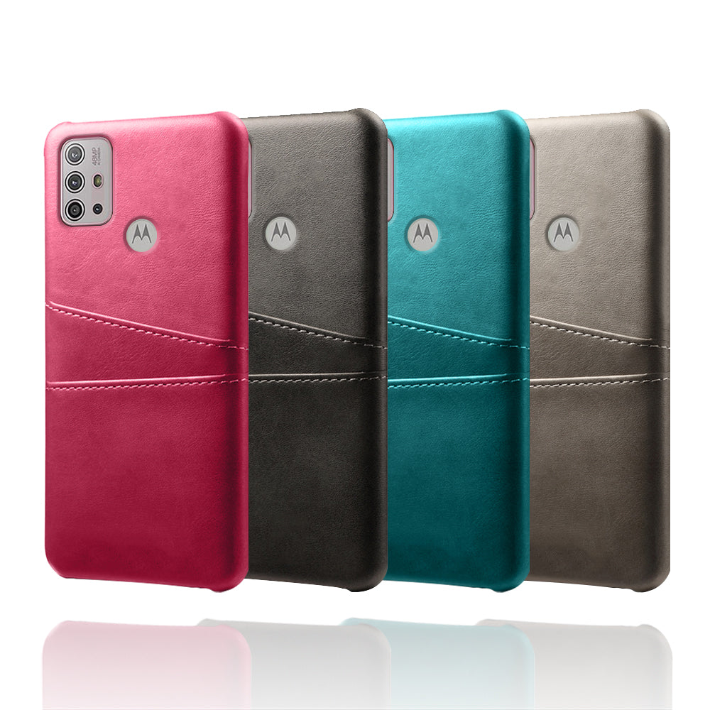 KSQ PU Leather Coated PC Mobile Phone Cover Protector with Card Slots for Motorola Moto G10/G30/G20