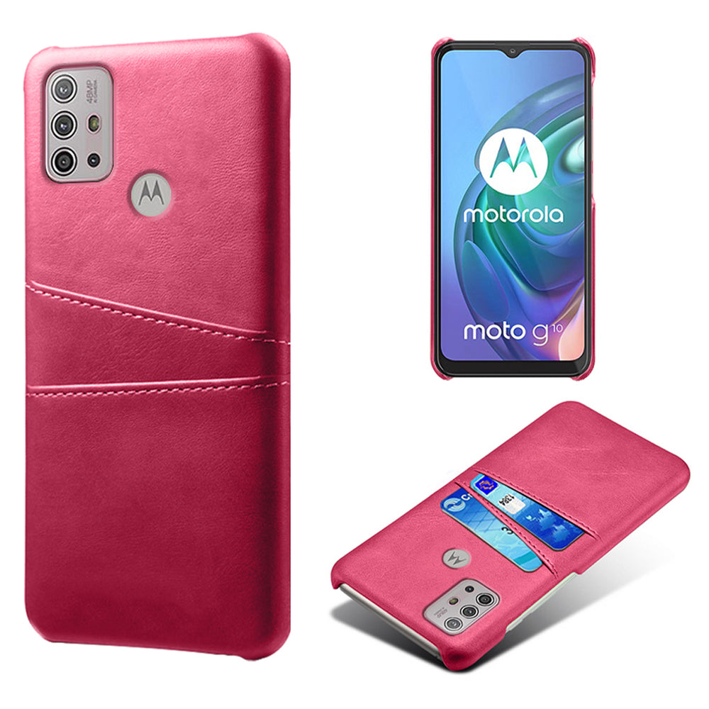 KSQ PU Leather Coated PC Mobile Phone Cover Protector with Card Slots for Motorola Moto G10/G30/G20