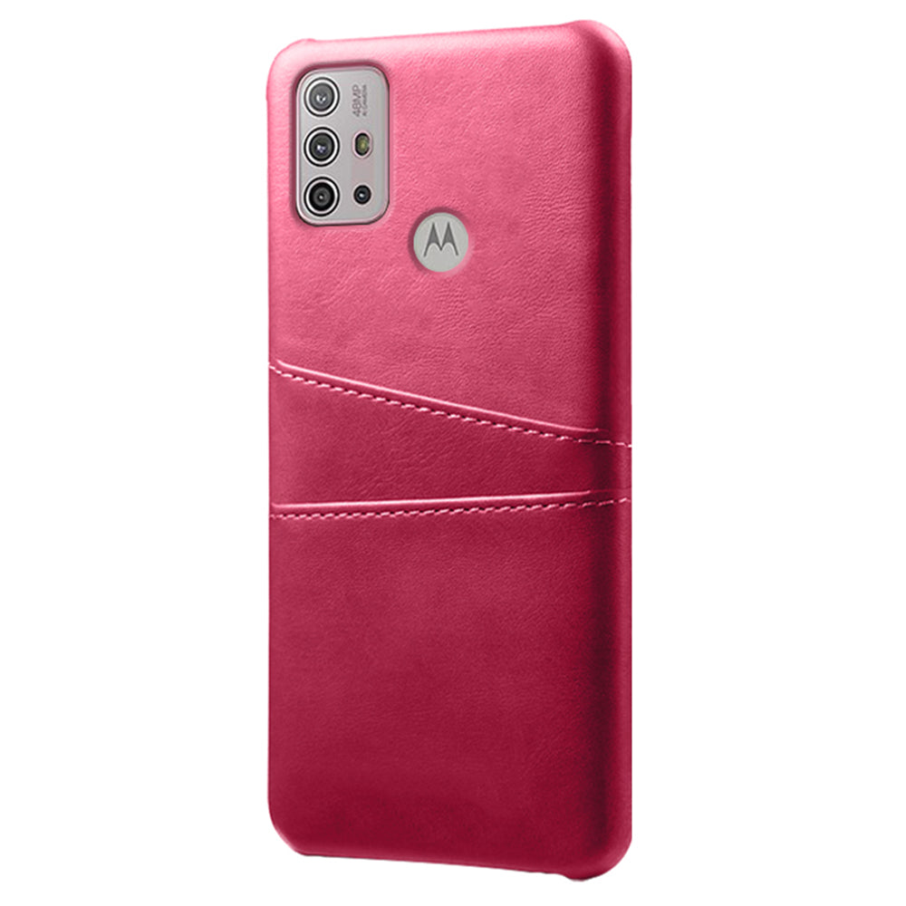 KSQ PU Leather Coated PC Mobile Phone Cover Protector with Card Slots for Motorola Moto G10/G30/G20